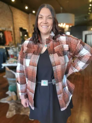 Brandy Brown & Rust Plaid Shacket