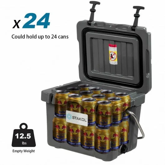 16 Quart Portable Ice Cooler with 24 Cans-Gray