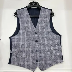 1880 Club Boys Navy & Grey Check Waistcoat 132-55183/18