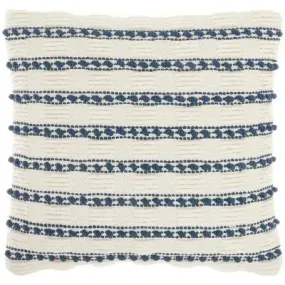 18"x18" Life Styles Woven Lines and Dots Square Throw Pillow Navy - Mina Victory