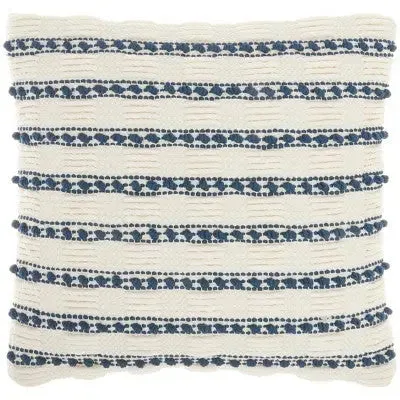 18"x18" Life Styles Woven Lines and Dots Square Throw Pillow Navy - Mina Victory