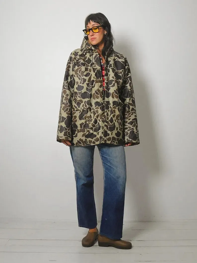 1980's Camo Quilted Rain Jacket