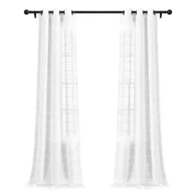 1pc 50"x84" Indoor/Outdoor Sheer Farmhouse Textured Curtain Panel White - Lush Décor