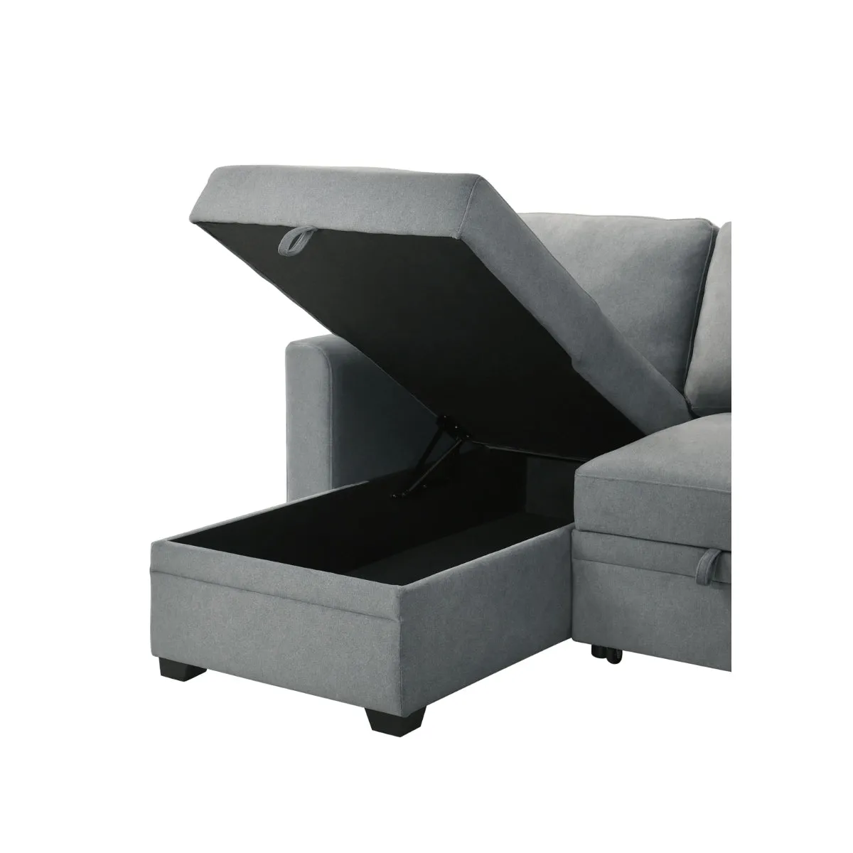 2-Piece Grey Sectional with Pull-Out Sleeper & Reversible Storage Chaise