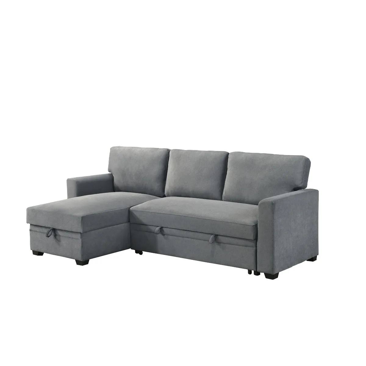 2-Piece Grey Sectional with Pull-Out Sleeper & Reversible Storage Chaise