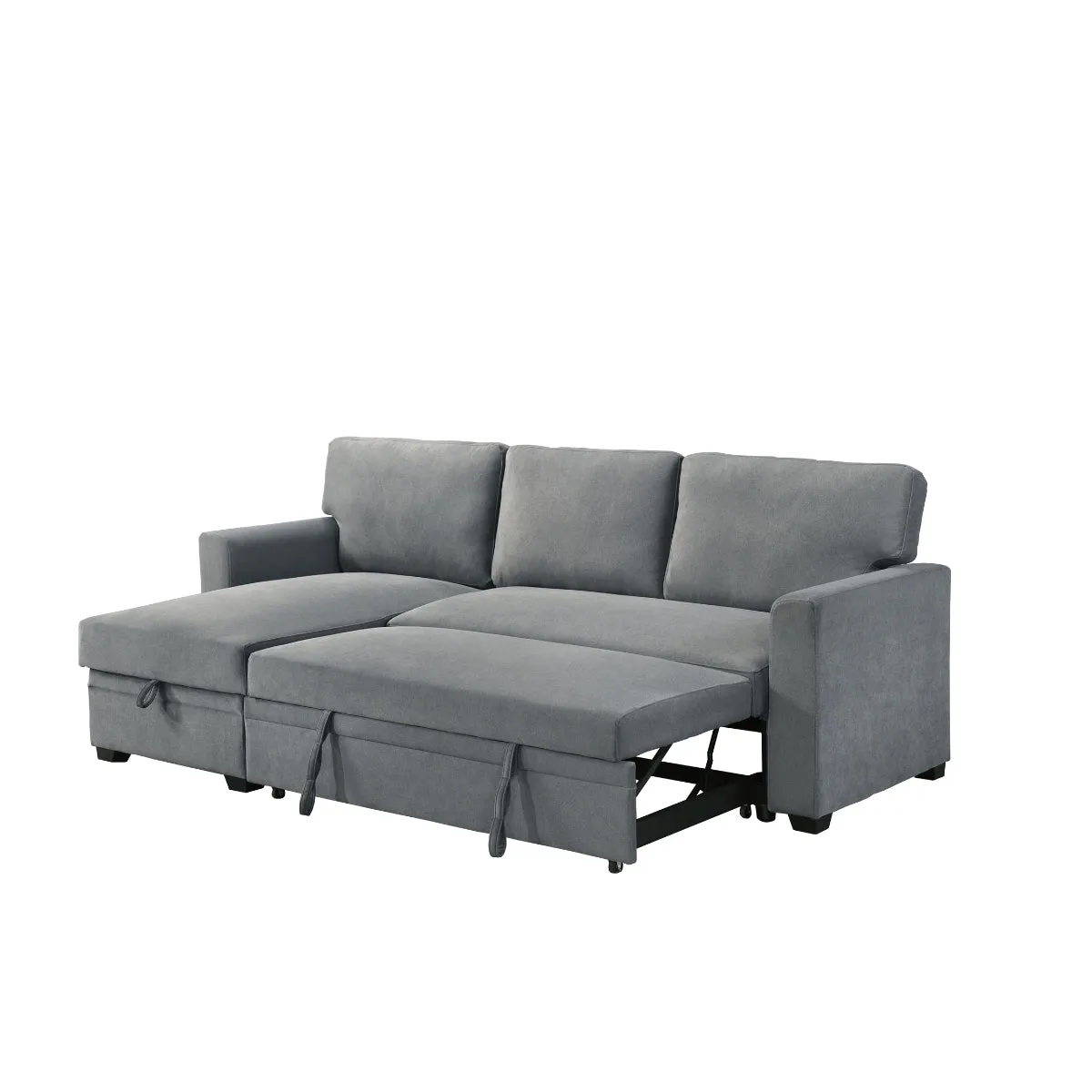 2-Piece Grey Sectional with Pull-Out Sleeper & Reversible Storage Chaise