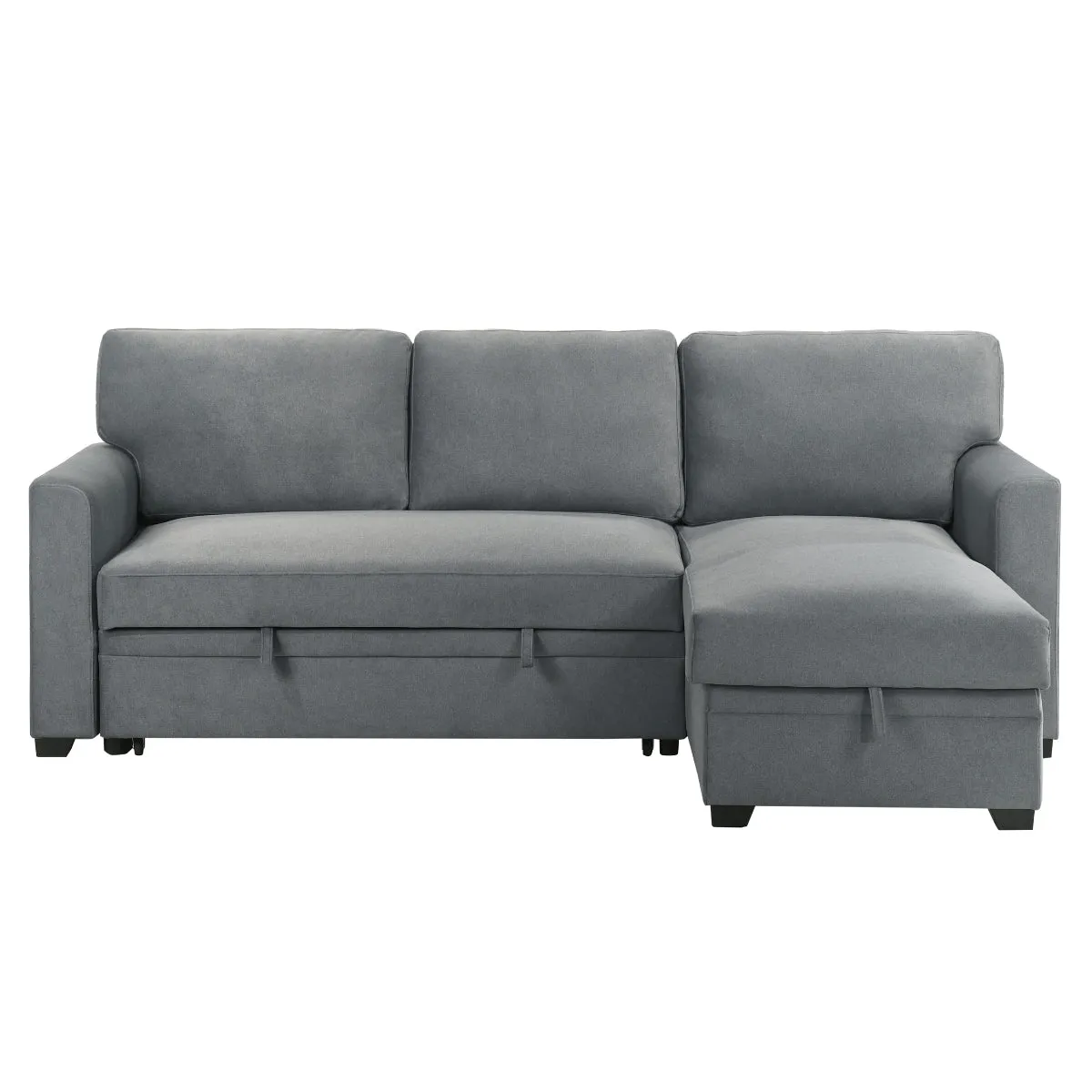 2-Piece Grey Sectional with Pull-Out Sleeper & Reversible Storage Chaise