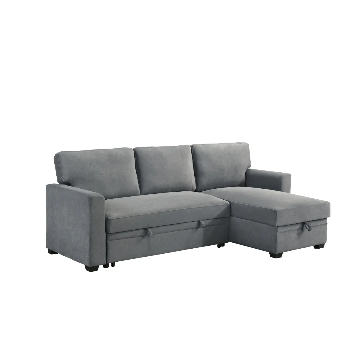 2-Piece Grey Sectional with Pull-Out Sleeper & Reversible Storage Chaise