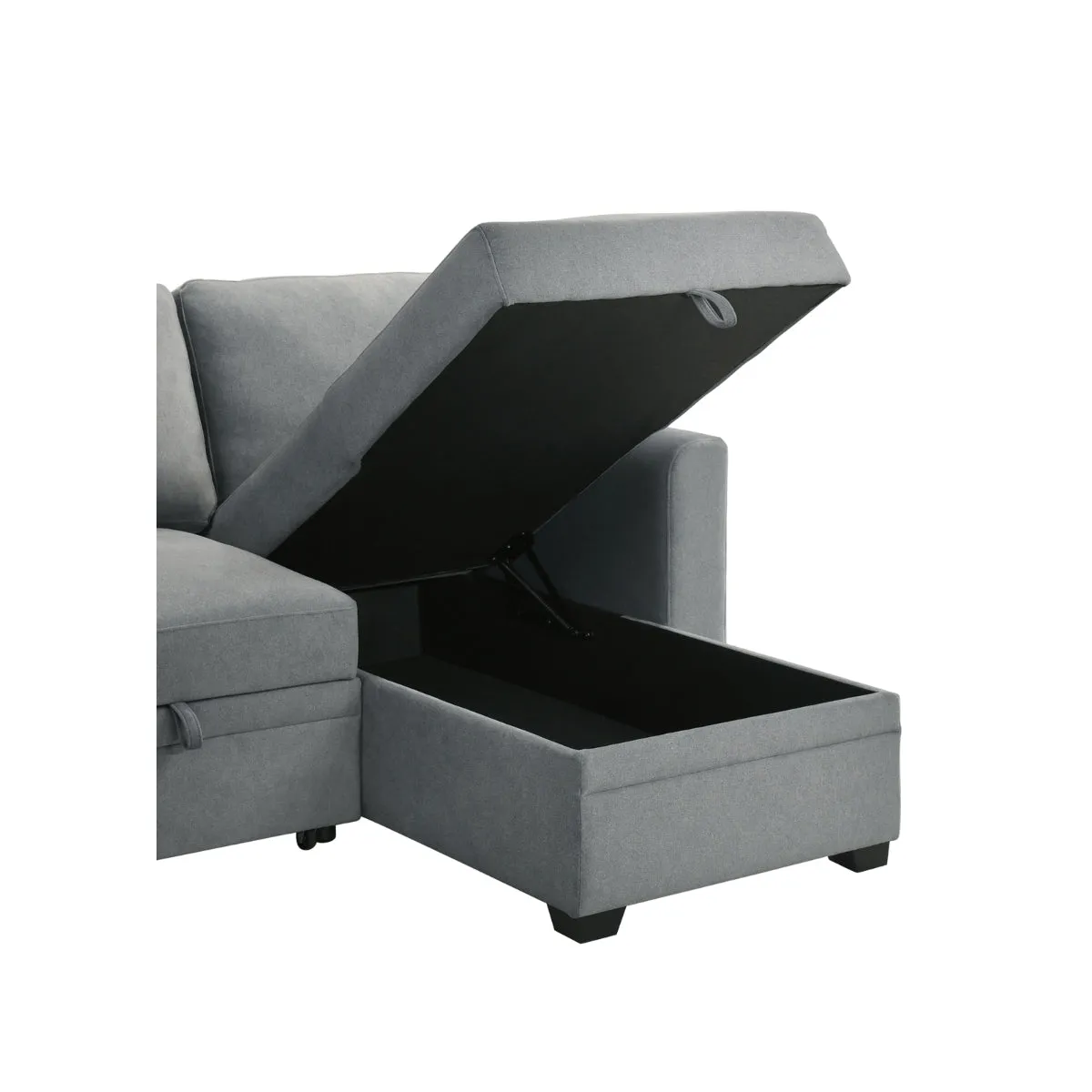 2-Piece Grey Sectional with Pull-Out Sleeper & Reversible Storage Chaise