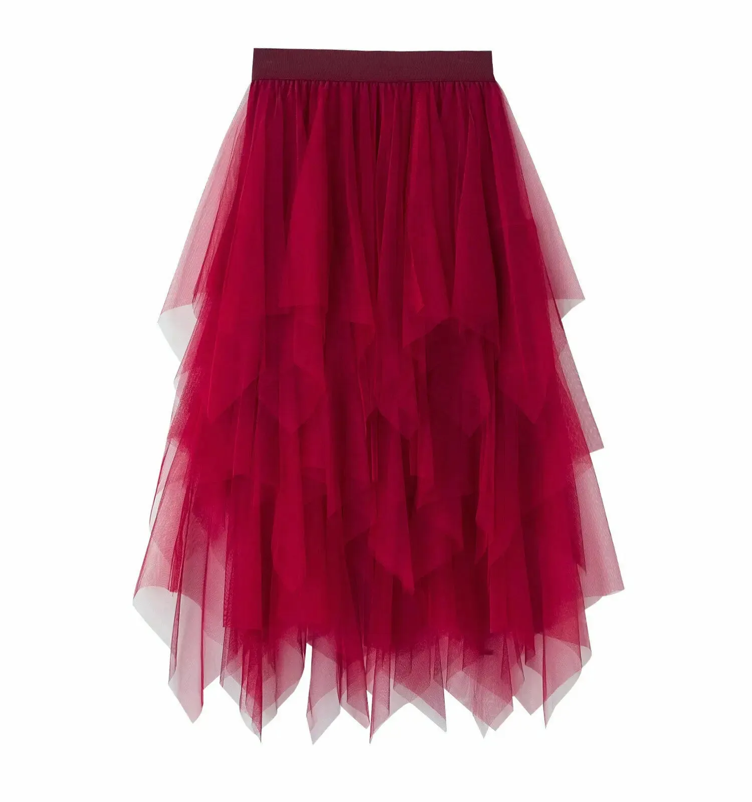 2021 Newest Hot Women's Tulle Skirt Elastic High Waist Underskirt Ballet Irregular Pleated Maxi Skirt Sheer Tutu Tulle Skirts