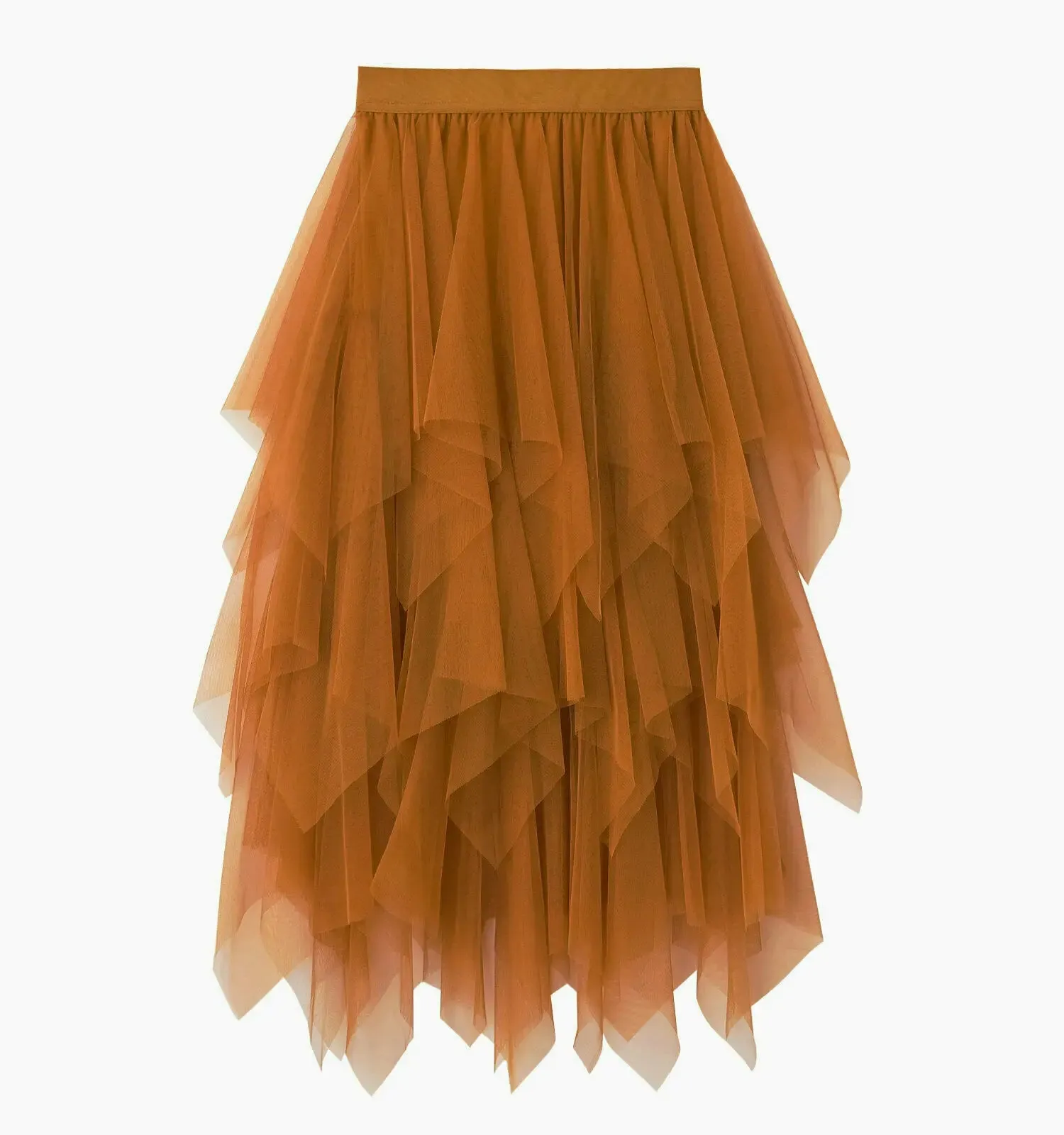 2021 Newest Hot Women's Tulle Skirt Elastic High Waist Underskirt Ballet Irregular Pleated Maxi Skirt Sheer Tutu Tulle Skirts