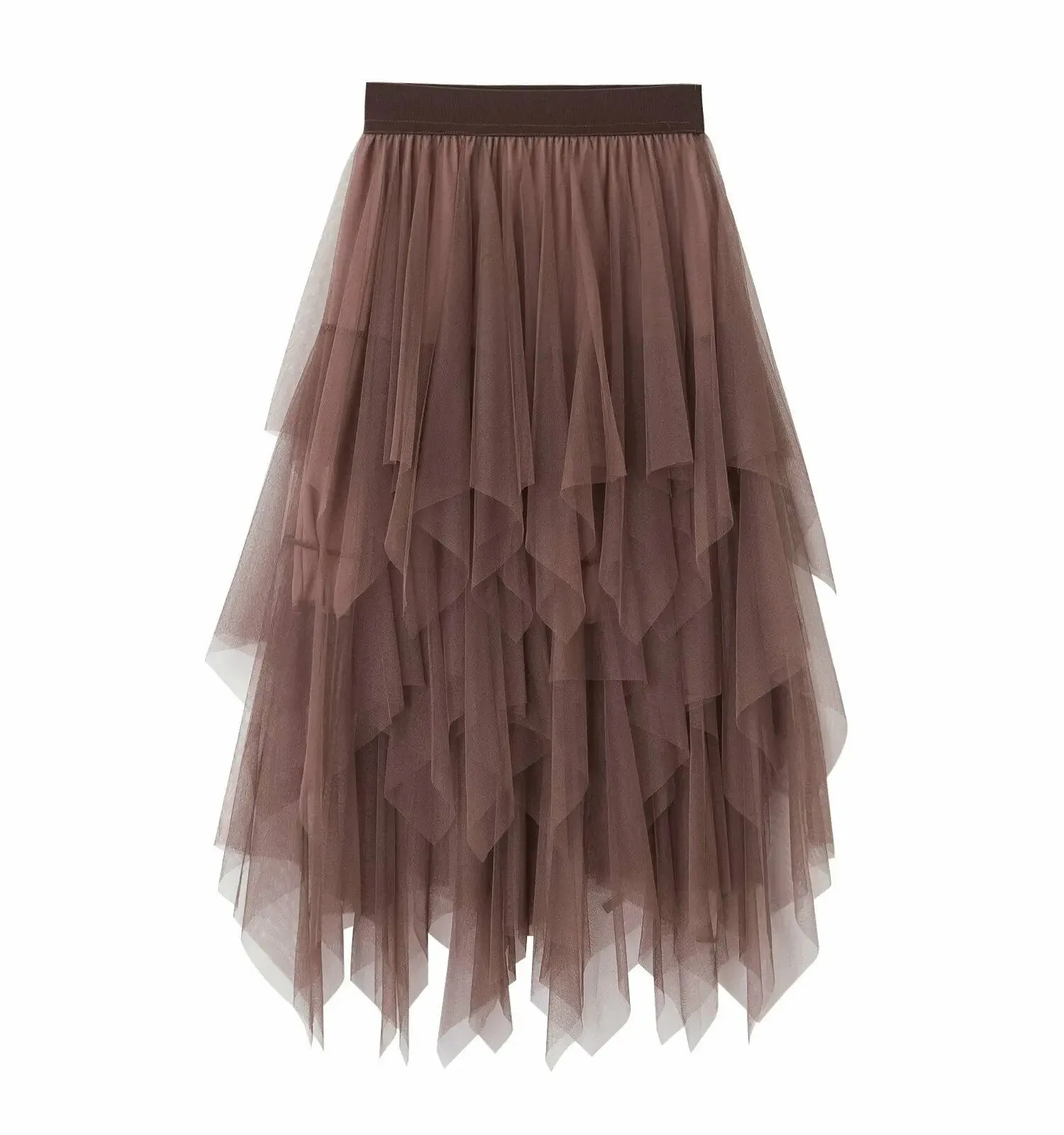 2021 Newest Hot Women's Tulle Skirt Elastic High Waist Underskirt Ballet Irregular Pleated Maxi Skirt Sheer Tutu Tulle Skirts