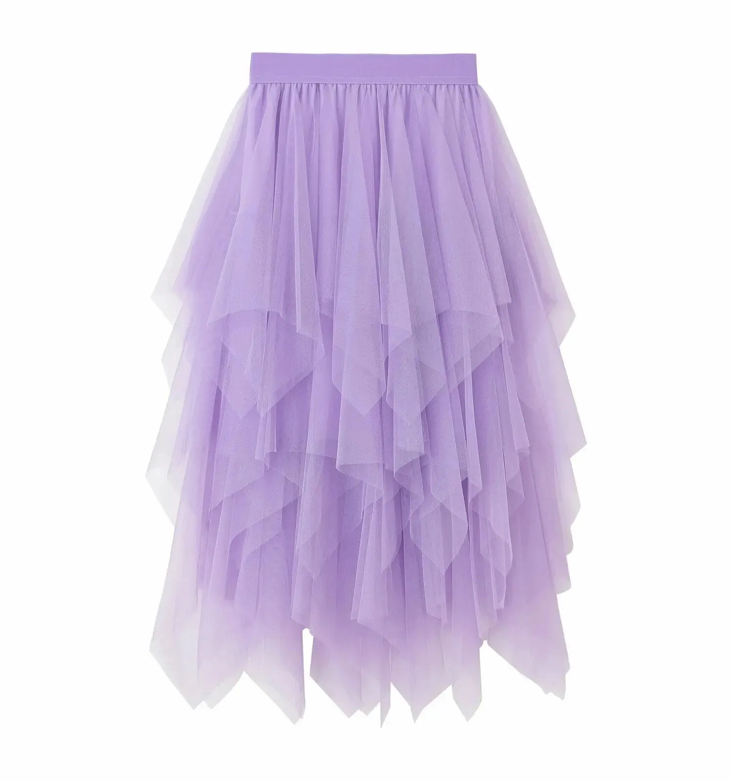 2021 Newest Hot Women's Tulle Skirt Elastic High Waist Underskirt Ballet Irregular Pleated Maxi Skirt Sheer Tutu Tulle Skirts