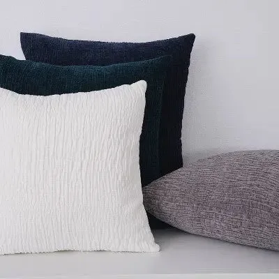 24"x24" Oversized Chenille Textured Washed Woven Square Throw Pillow White - Evergrace