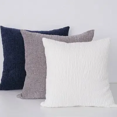 24"x24" Oversized Chenille Textured Washed Woven Square Throw Pillow White - Evergrace