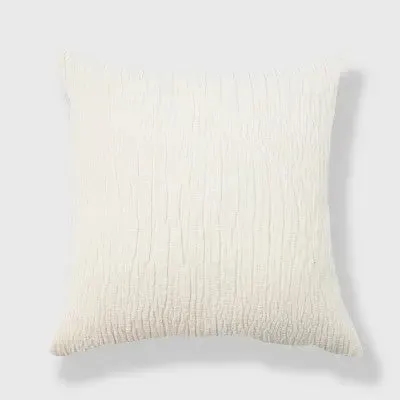 24"x24" Oversized Chenille Textured Washed Woven Square Throw Pillow White - Evergrace