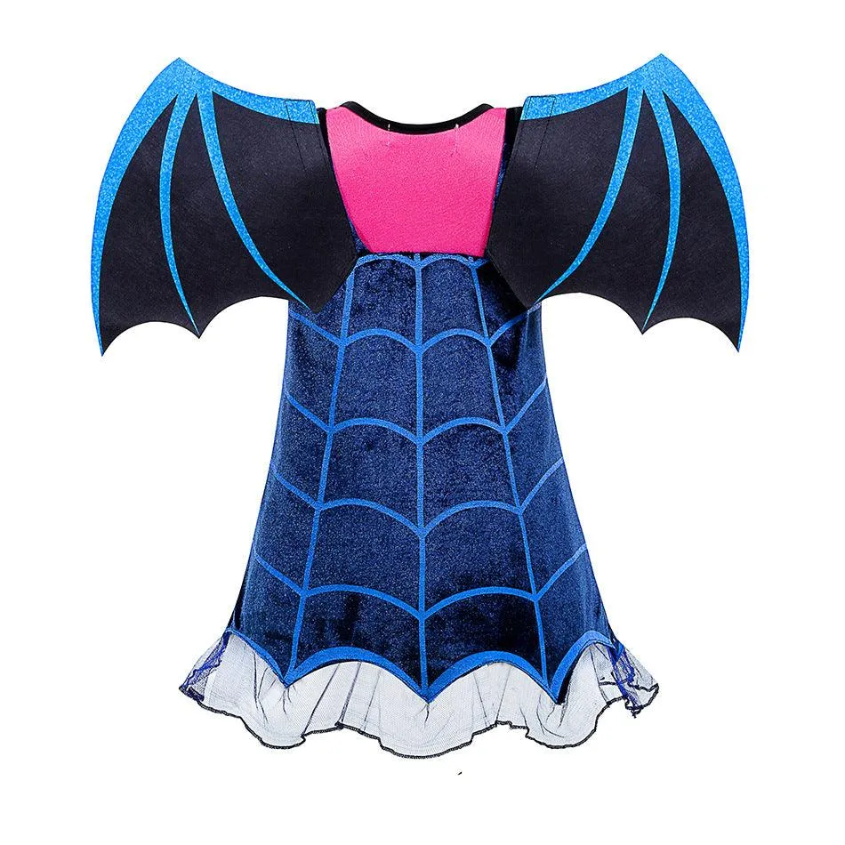 3-12 year old children's Halloween party cosplay girl dress Horror cosplay bat children's costume   accessories set