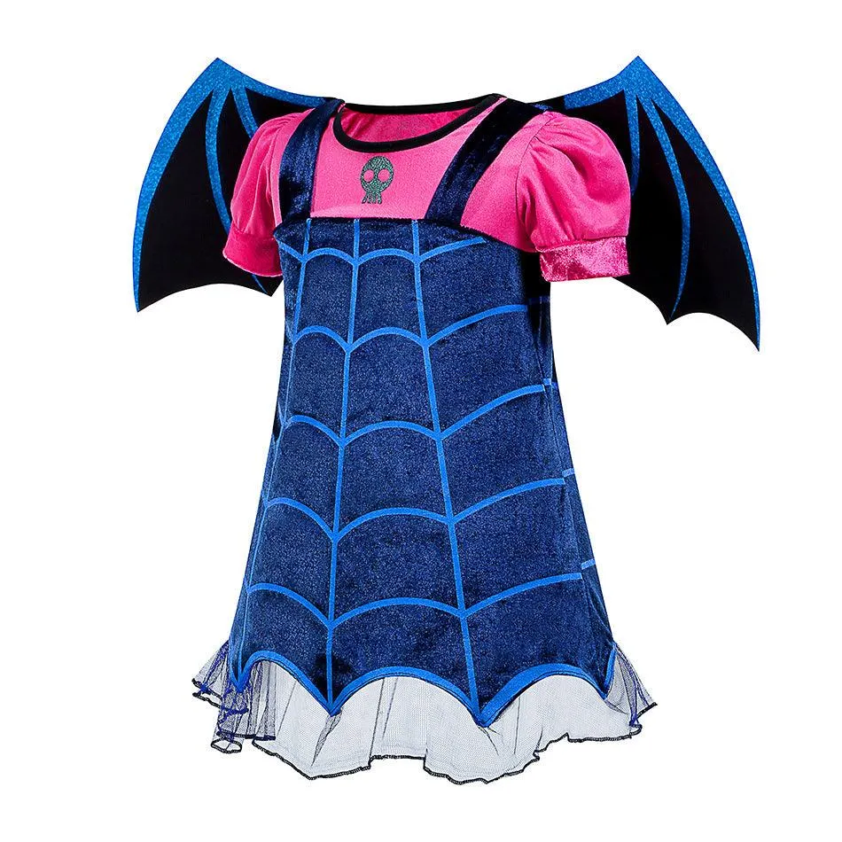 3-12 year old children's Halloween party cosplay girl dress Horror cosplay bat children's costume   accessories set