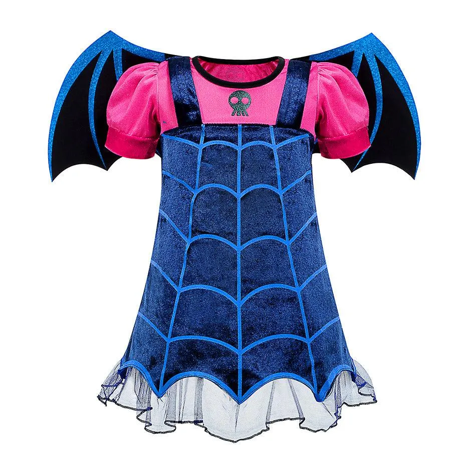 3-12 year old children's Halloween party cosplay girl dress Horror cosplay bat children's costume   accessories set