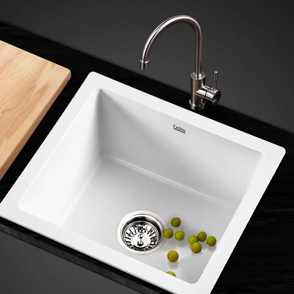 46 x 41cm Sink Granite Stone Kitchen Basin Bowl Tub White