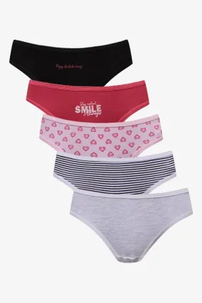 5 Pack Heart Bikini Panties Multi