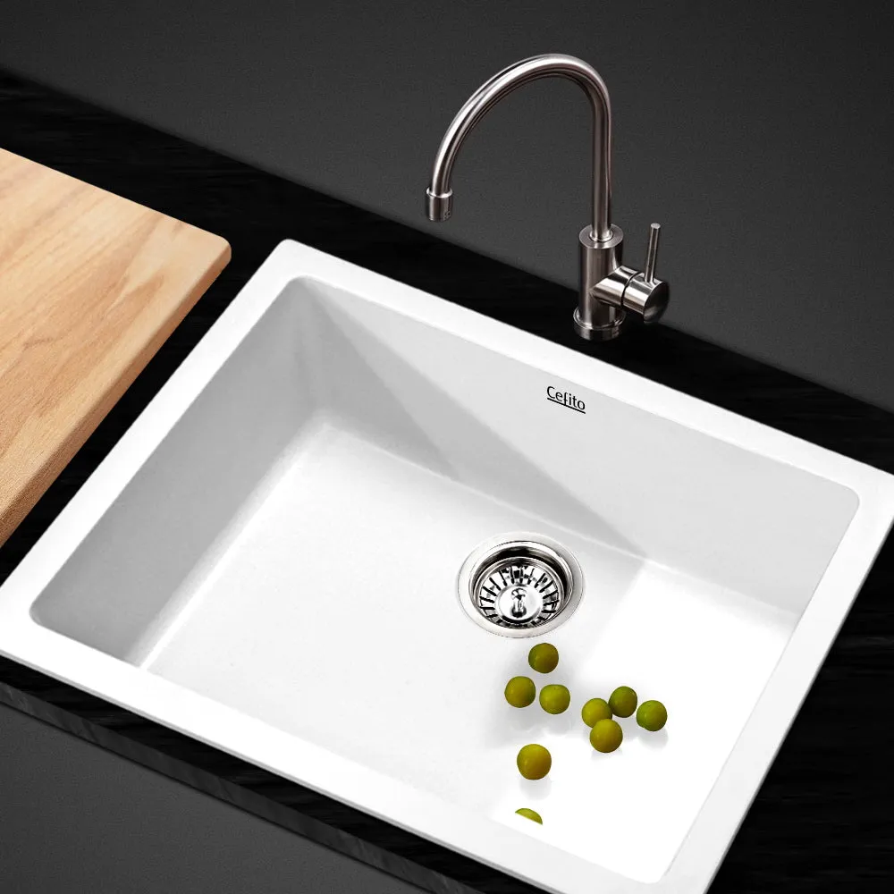 61 x 47cm Sink Granite Stone Kitchen Basin Tub Top Undermount White