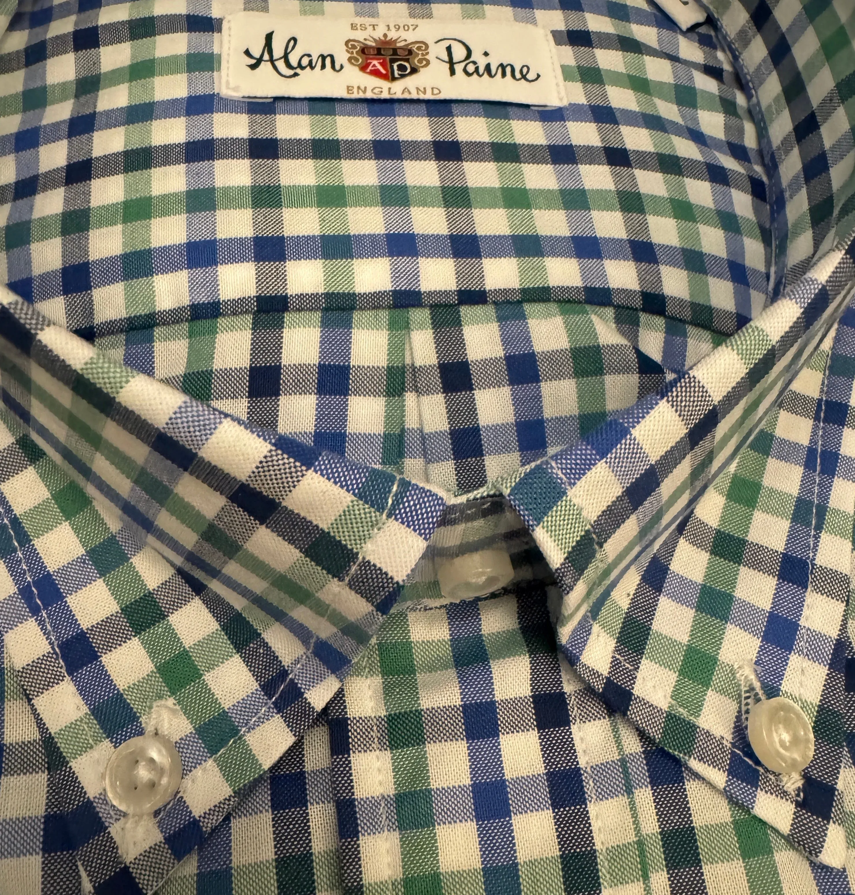 Alan Paine Fleetwood Cotton BD Shirt Blue/Green Check