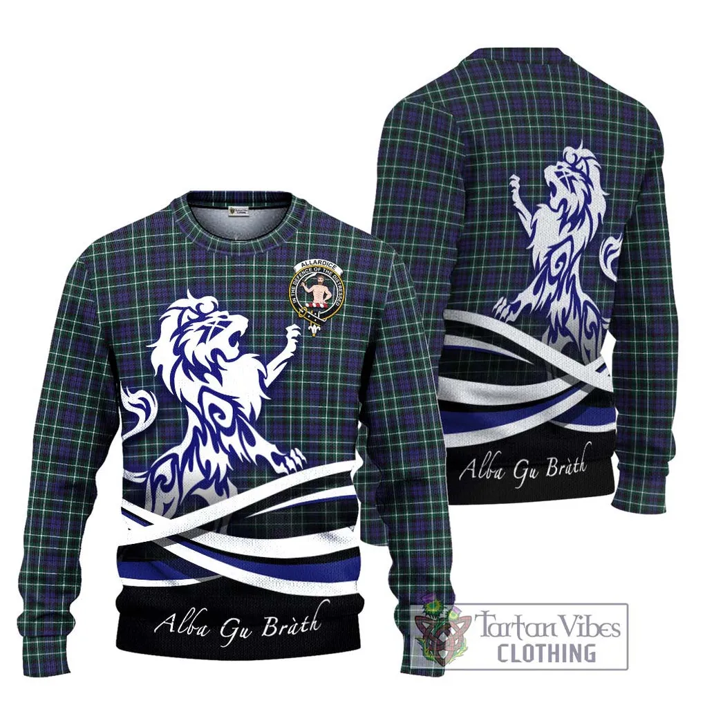 Allardice Tartan Ugly Sweater with Alba Gu Brath Regal Lion Emblem