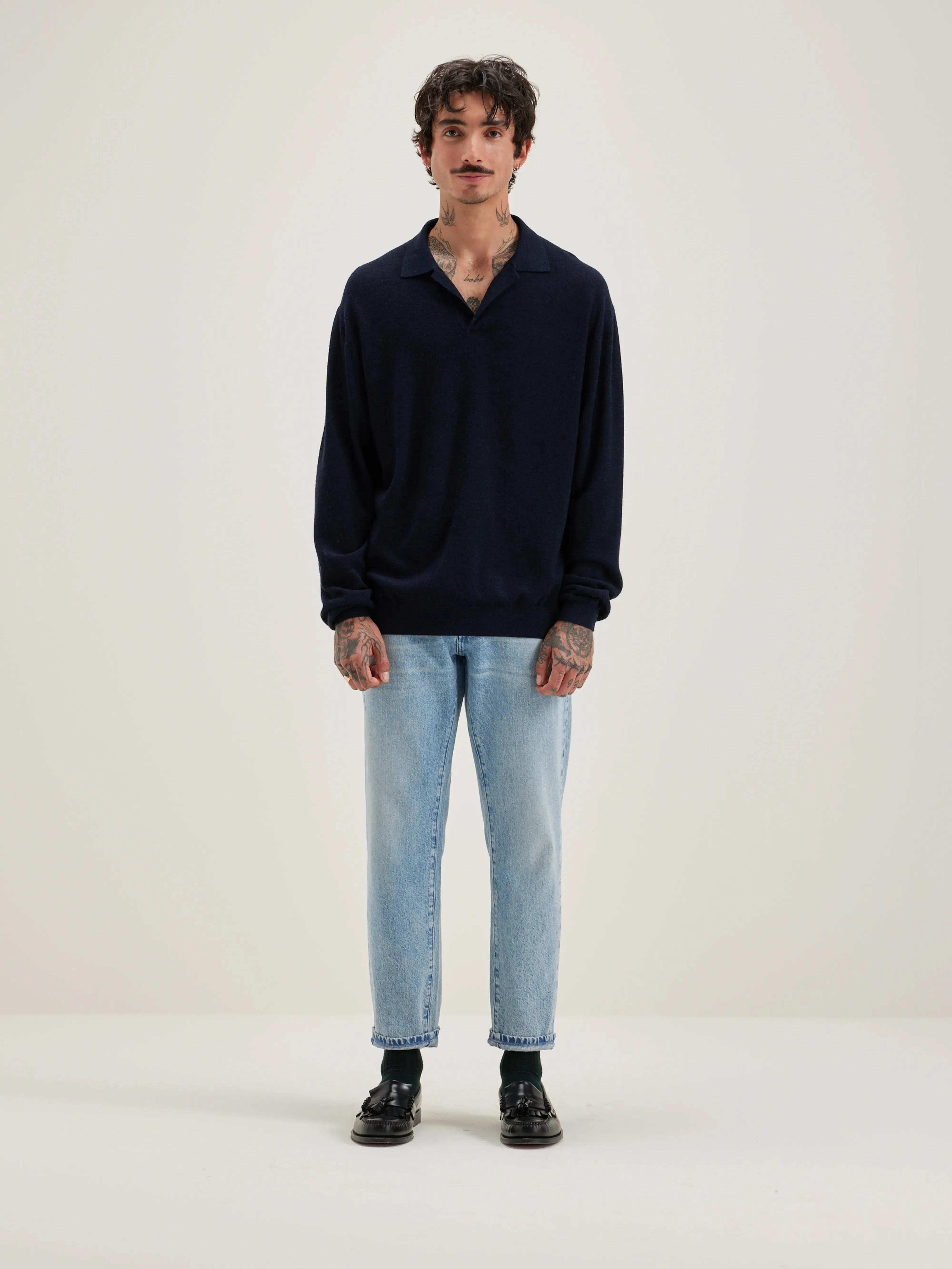 Alot polo-style sweater (242 / M / BLUE NIGHTS)