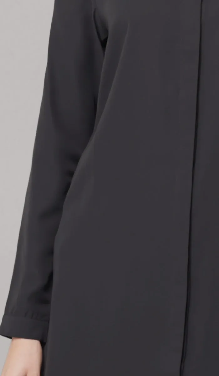 Asra Long Flowy Buttondown Shirt Jacket - Black - PREORDER (ships in 2 weeks)