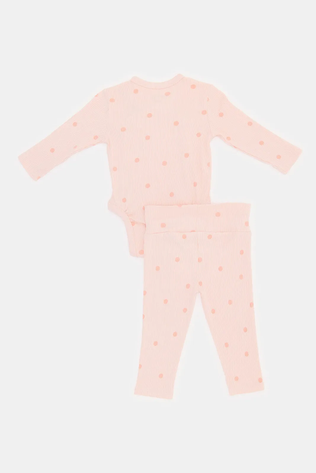 Baby Pink Printed Bodysuit Set (2 Piece)