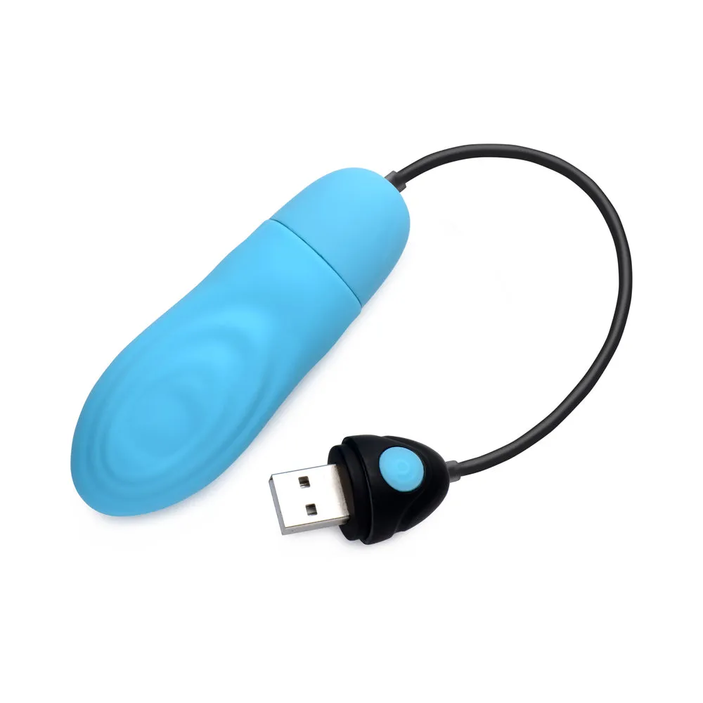 BANG! 7X Pulsing Rechargeable Silicone Bullet Blue