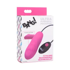 BANG! 7X Pulsing Rechargeable Silicone Bullet Pink