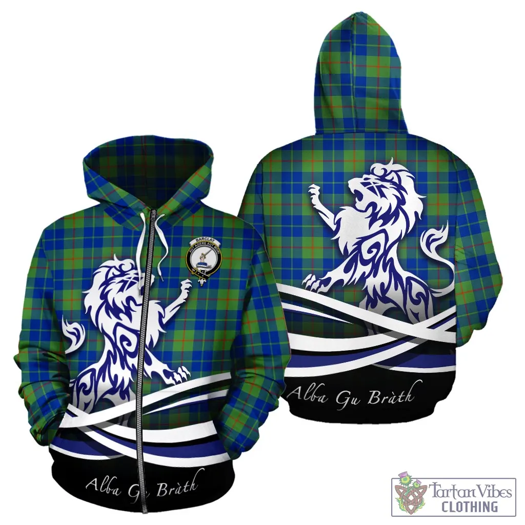 Barclay Hunting Ancient Tartan Hoodie with Alba Gu Brath Regal Lion Emblem