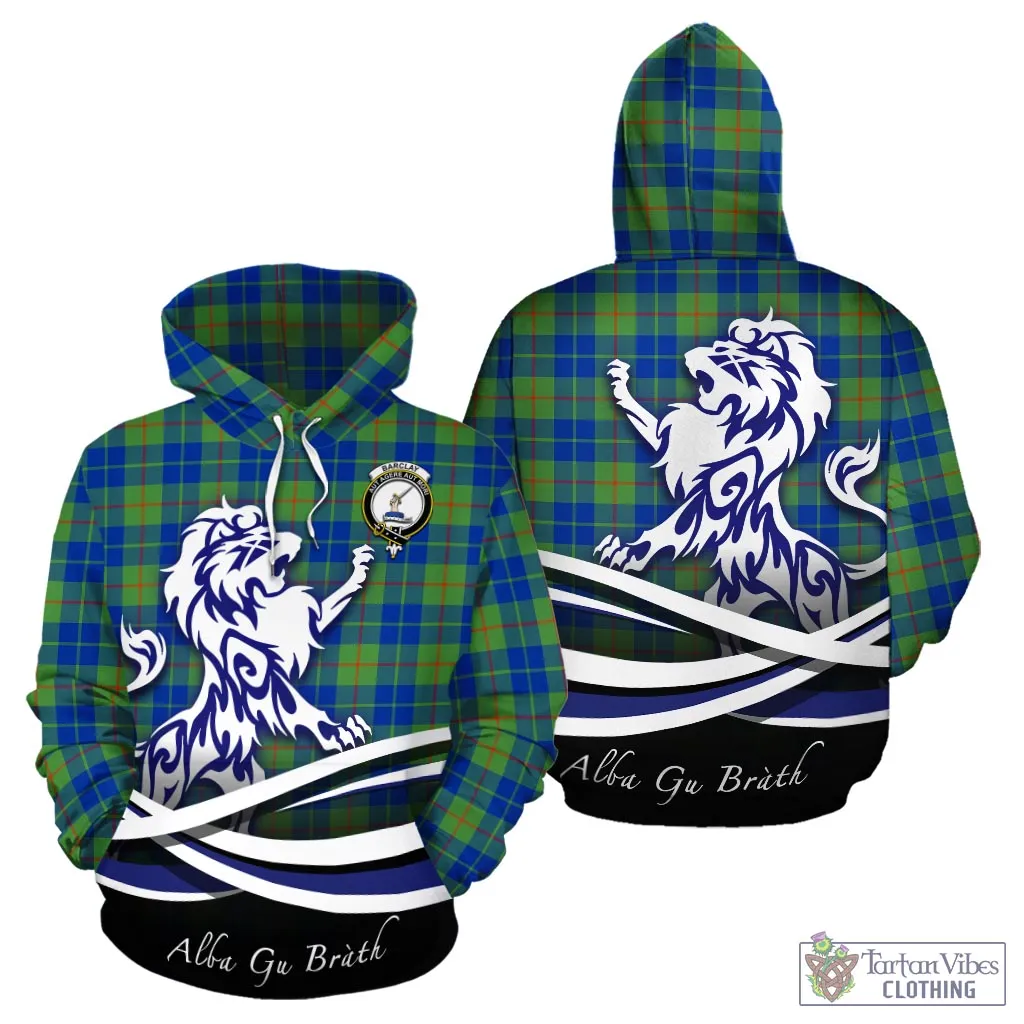 Barclay Hunting Ancient Tartan Hoodie with Alba Gu Brath Regal Lion Emblem