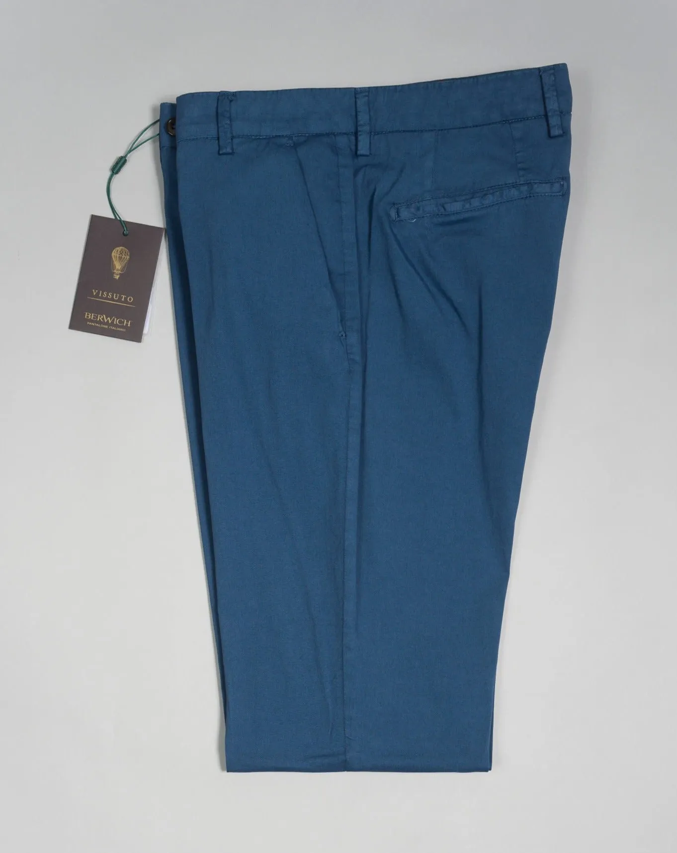 Berwich Morello Garment Dyed Chinos With Silk / Blue