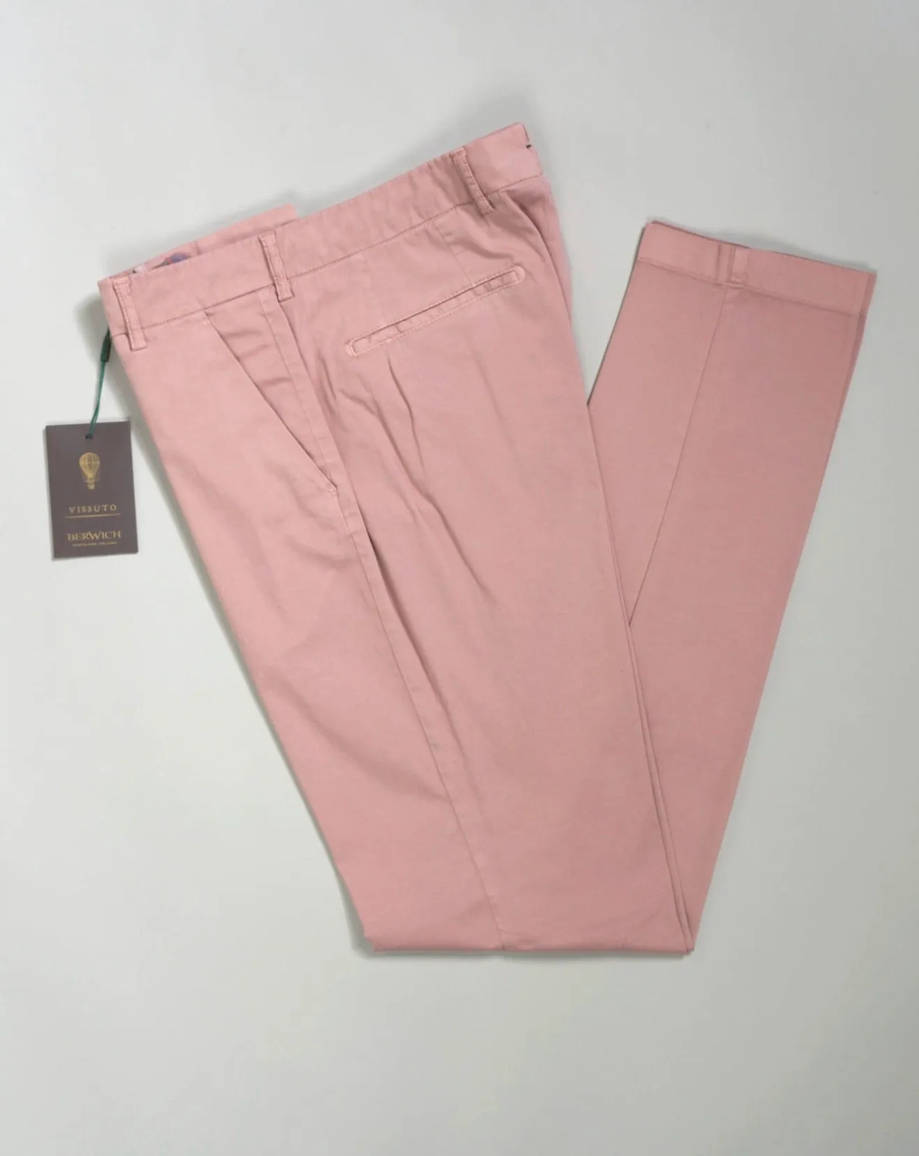 Berwich Morello Garment Dyed Chinos With Silk / Rosa