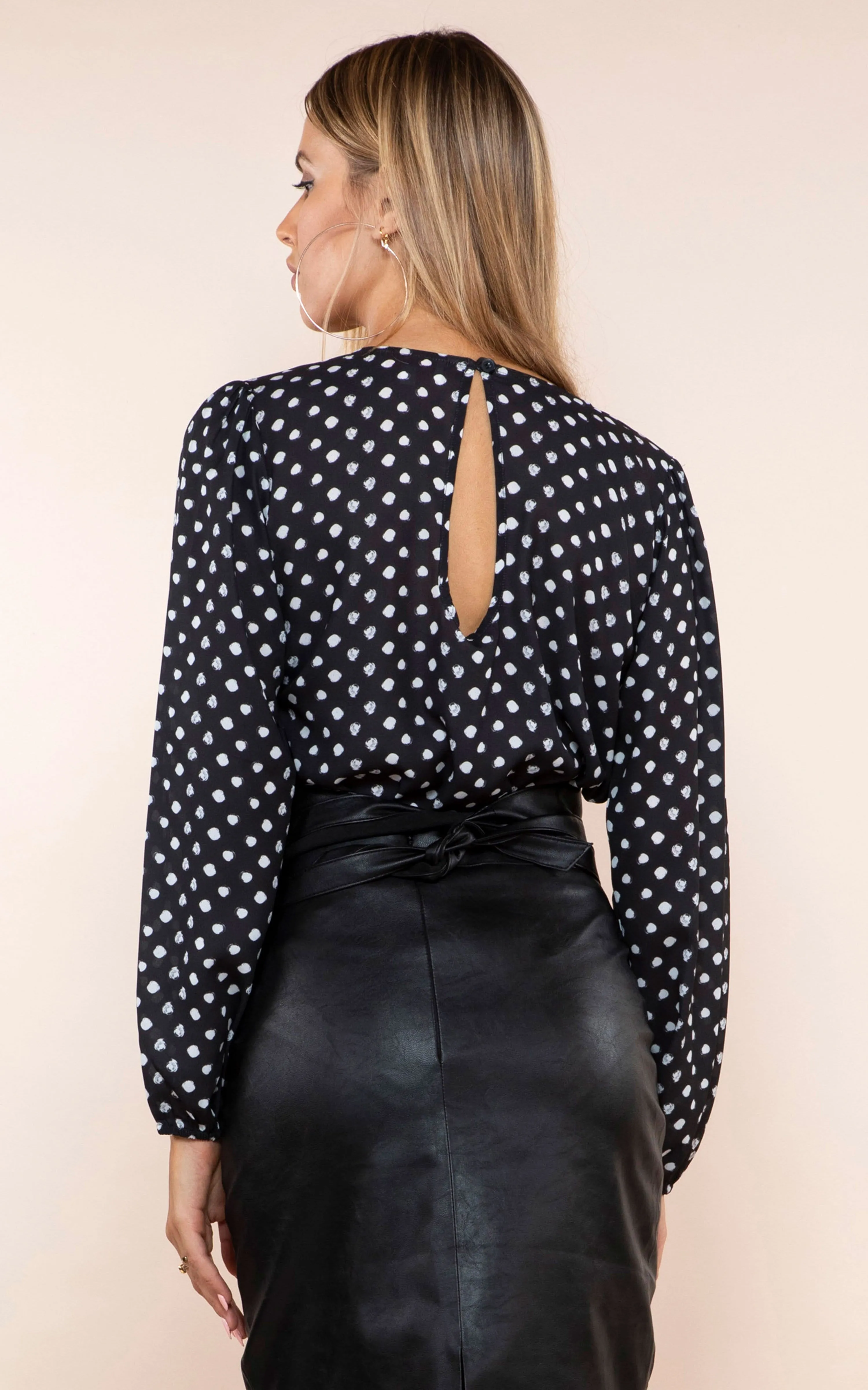 Bixby Bodysuit In Black Polka Dot