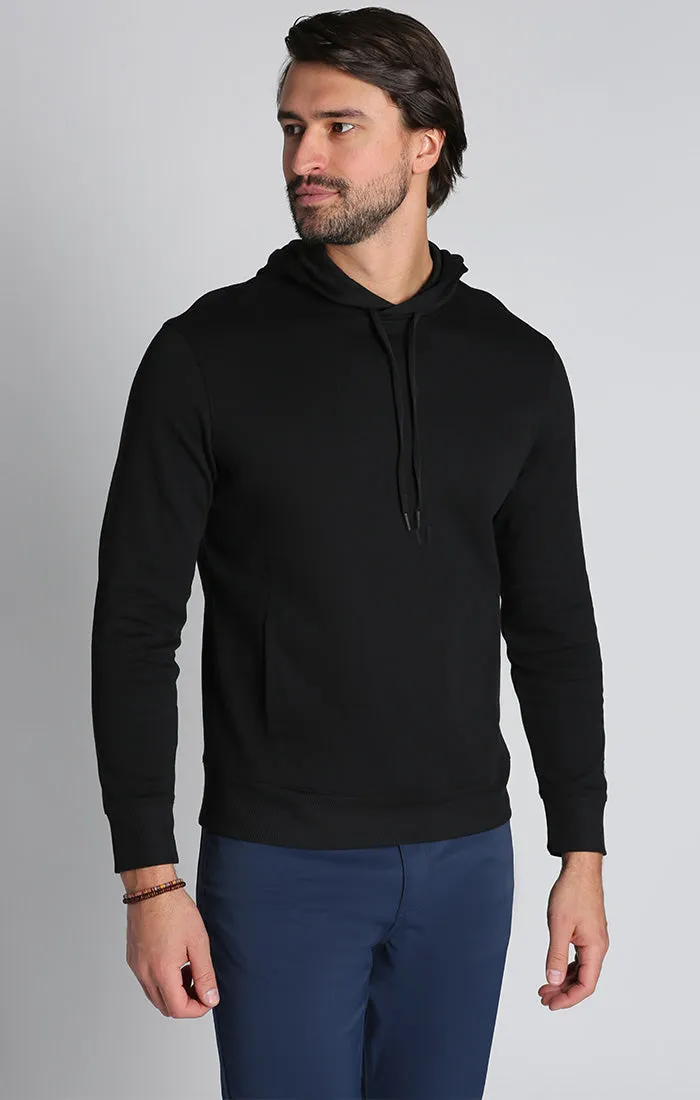 Black Cotton Modal Crossover Hoodie