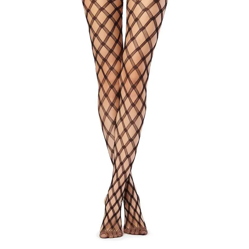 Black Gothic Diamond Patterned Tights