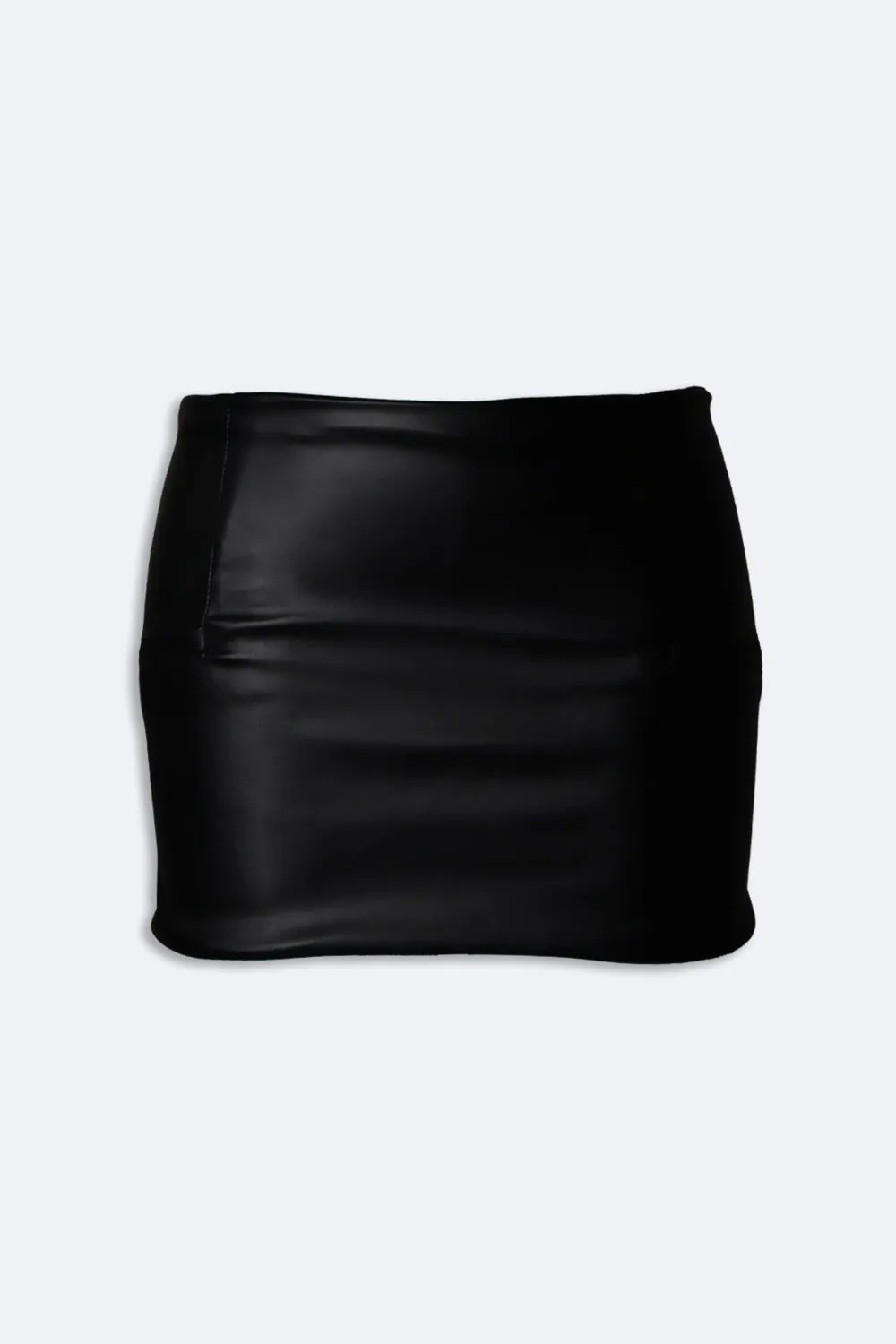 Black mini leather skirt