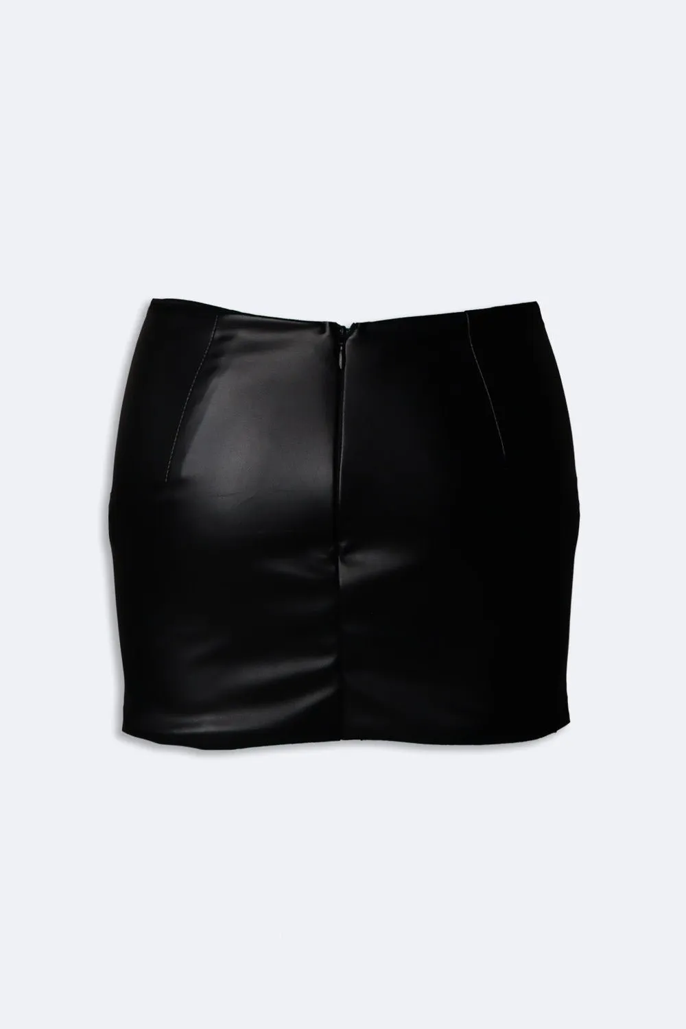 Black mini leather skirt