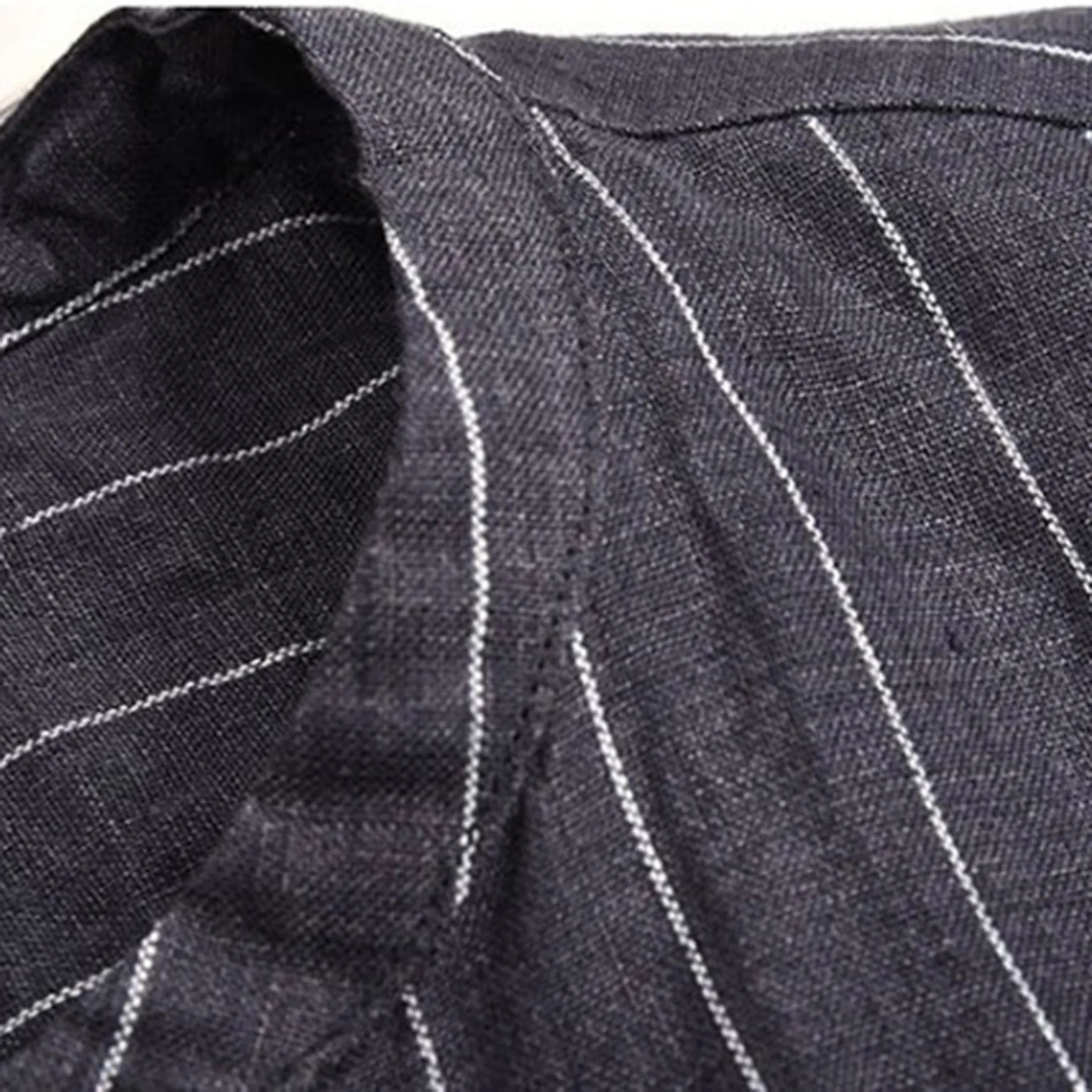 Black Stripe linen holiday shirt for men