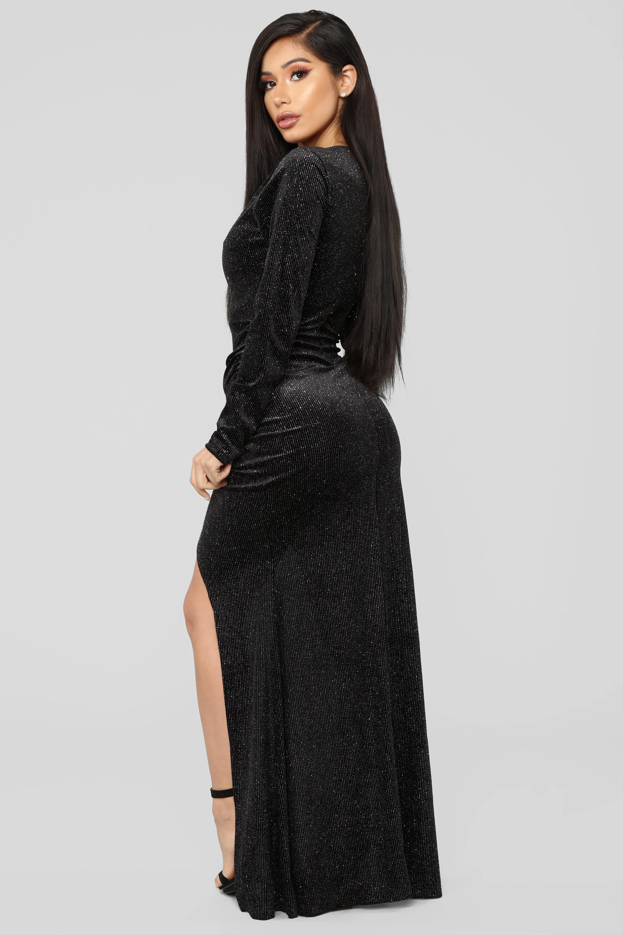 Black Tie Formal Velvet Dress - Black