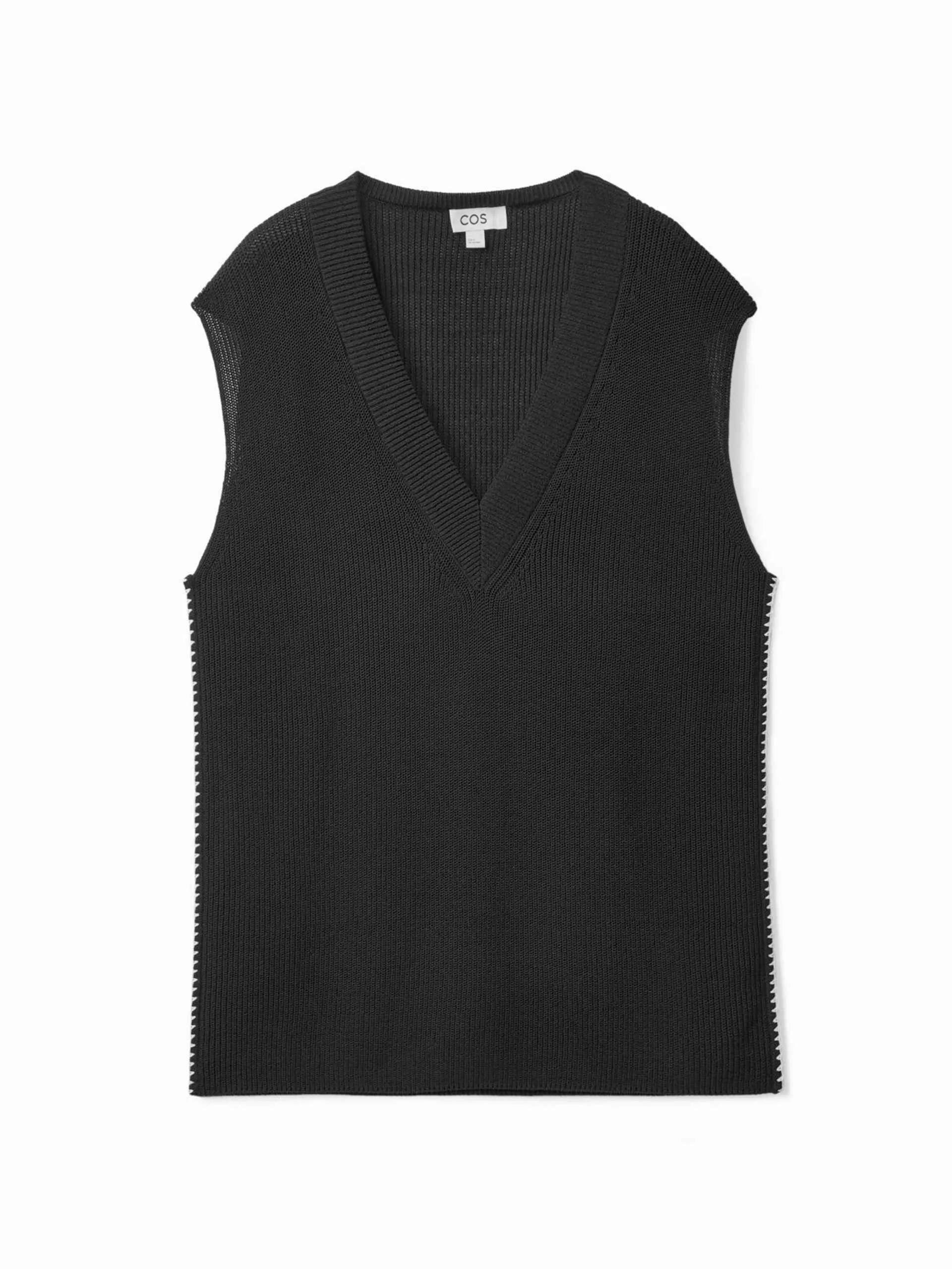 Black v-neck knitted vest