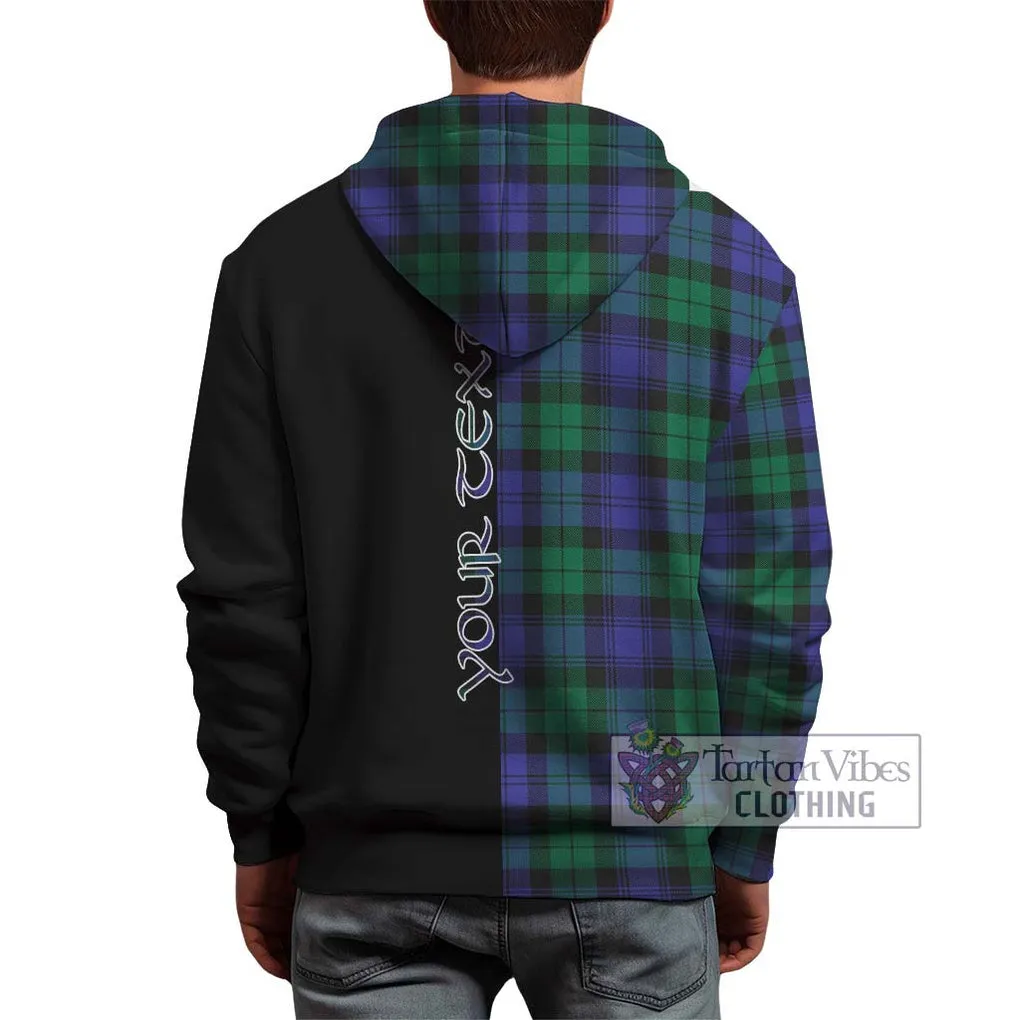 Black Watch Modern Tartan Hoodie with Family Crest and Half Of Me Style