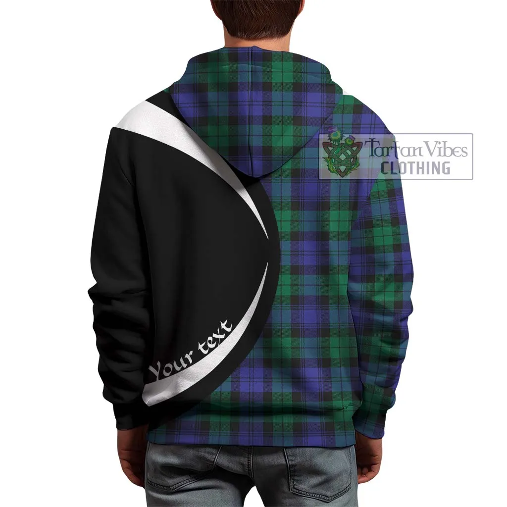 Black Watch Modern Tartan Hoodie with Family Crest Circle Style