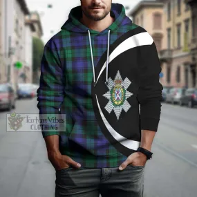 Black Watch Modern Tartan Hoodie with Family Crest Circle Style