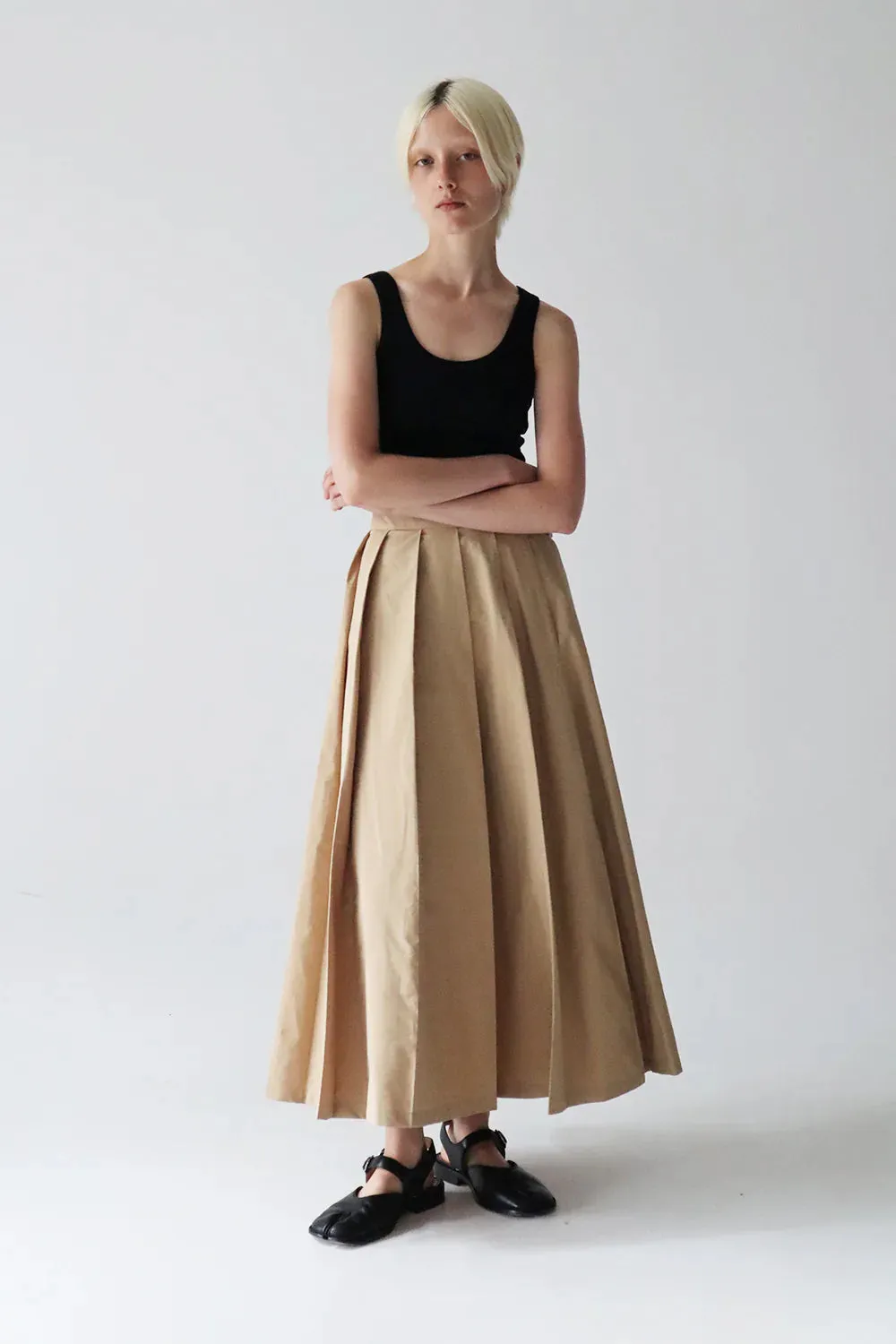 BLANCA STUDIO Womens Brooke Pleated Skirt - Tan