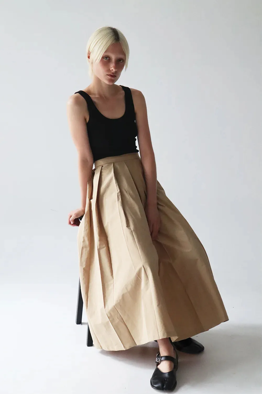 BLANCA STUDIO Womens Brooke Pleated Skirt - Tan